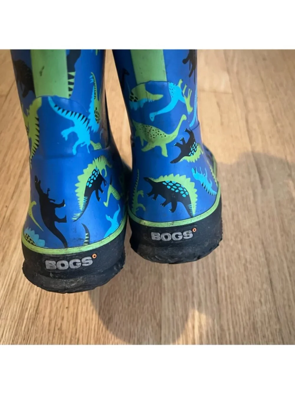 Bogs Kids Puddle Blue Dinosaur Rubber Rain Boots Youth Size 2
